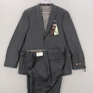 Caravelli Collezione 2 Piece Suit Mens Size 40R 34x36 Unhemmed Gray Poly Viscose